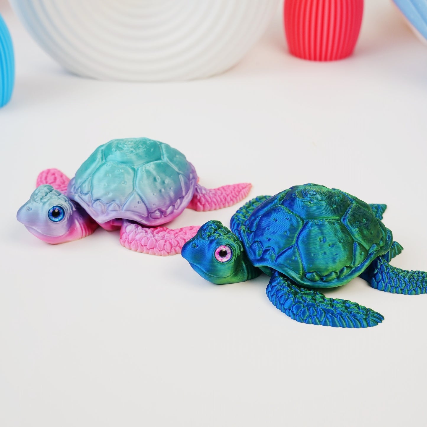 3D Printed Movable Turtle Figurine - Adorable Delightful Cute Eyes - Perfect for Halloween & Christmas Decor, Home Accent