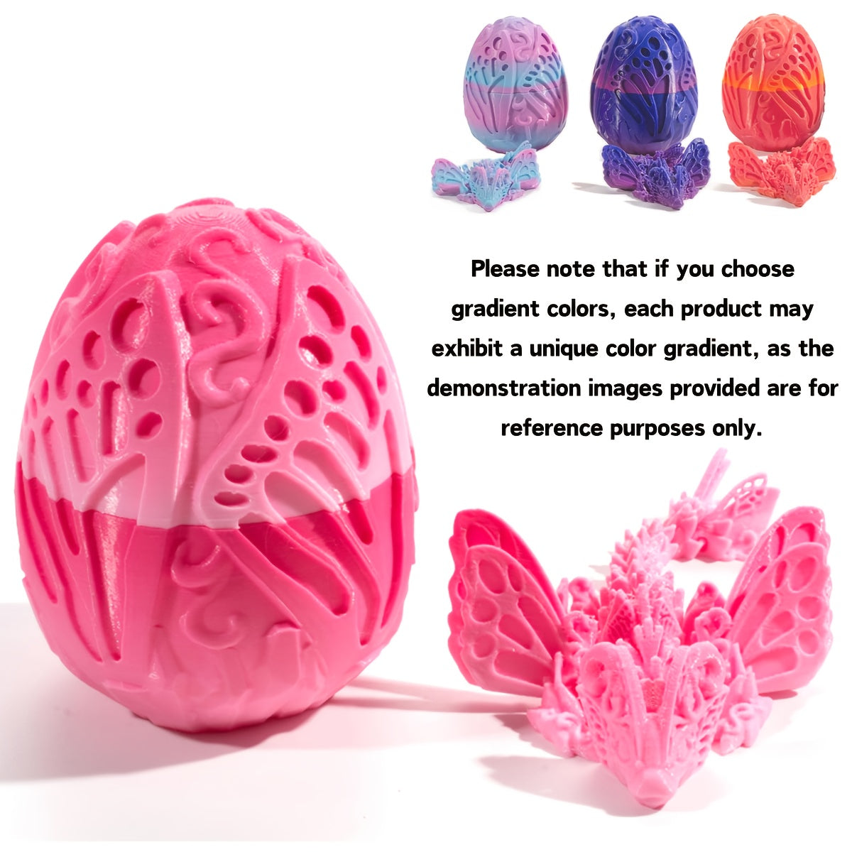 [3D Printed Fidget Desk Toy] 3D Printed Dragon Egg with Articulated Butterfly - Crystal Fidget Decor, Surprise Hatching Toy for Home & Office Desk, Perfect for Halloween, Christmas, New Year, Graduation