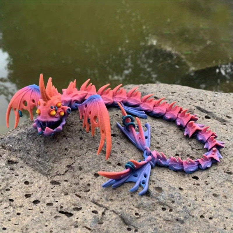 Articulated Abyssal Dragon Model, 3D Printed Jointed Dragon Figurine, Movable Fantasy Creature, Durable Other Plastic Material, for Collectors and Decor, Ages 14+