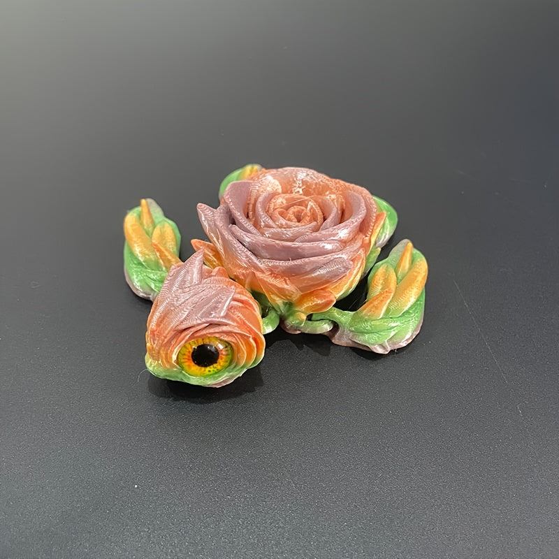 Un modelo impreso en 3D de una tortuga de ojos de rosa con múltiples articulaciones móviles, es muy adecuado como decoración de escritorio y un regalo para amigos. 