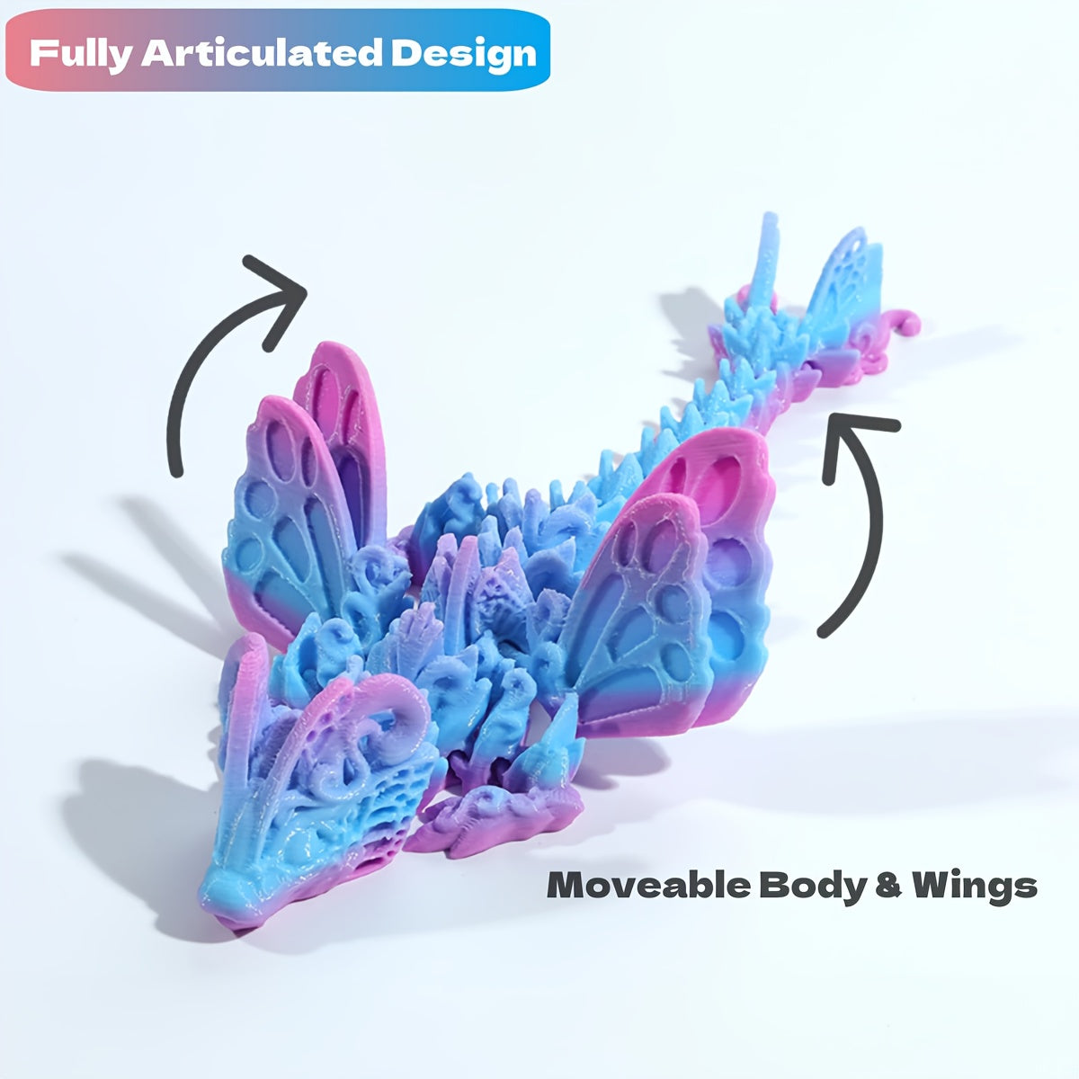 [3D Printed Fidget Desk Toy] 3D Printed Dragon Egg with Articulated Butterfly - Crystal Fidget Decor, Surprise Hatching Toy for Home & Office Desk, Perfect for Halloween, Christmas, New Year, Graduation