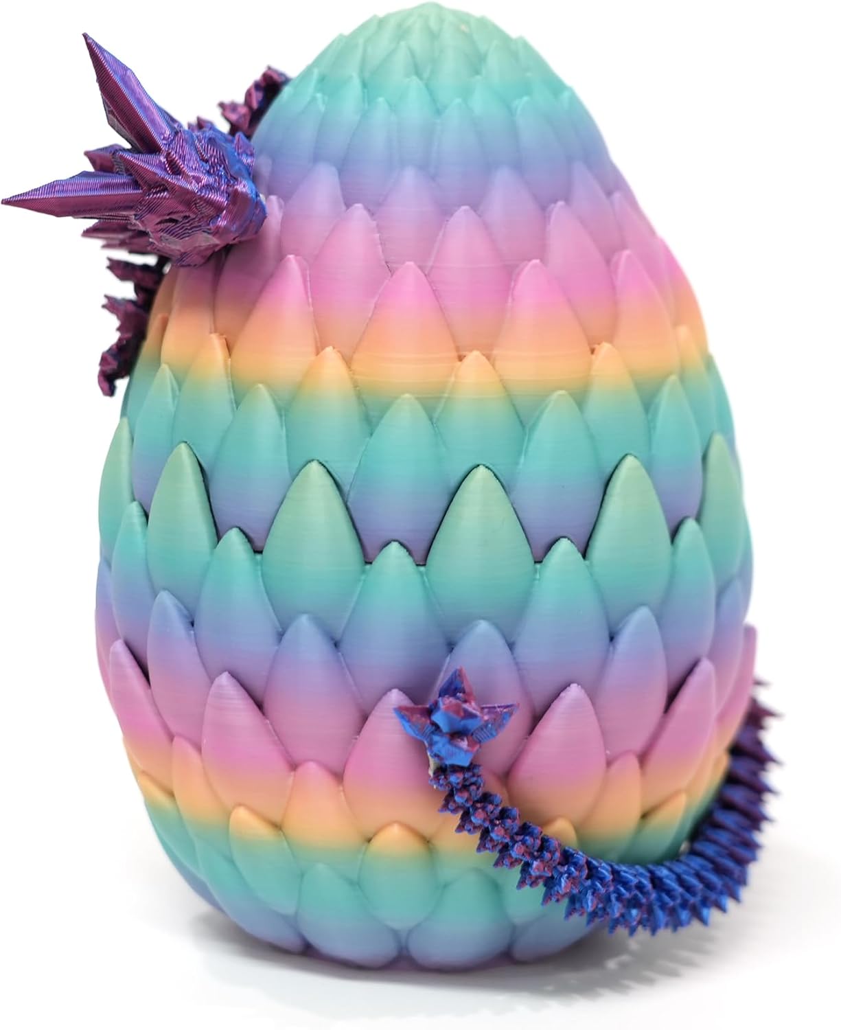 3D Printed Dragon Egg- Gold - Surprise Easter Egg with Flexible Crystal Dragon Inside, 3D Printed Gift Toy, Desk Executive Pet, Figurine Decor(12" Dragon)