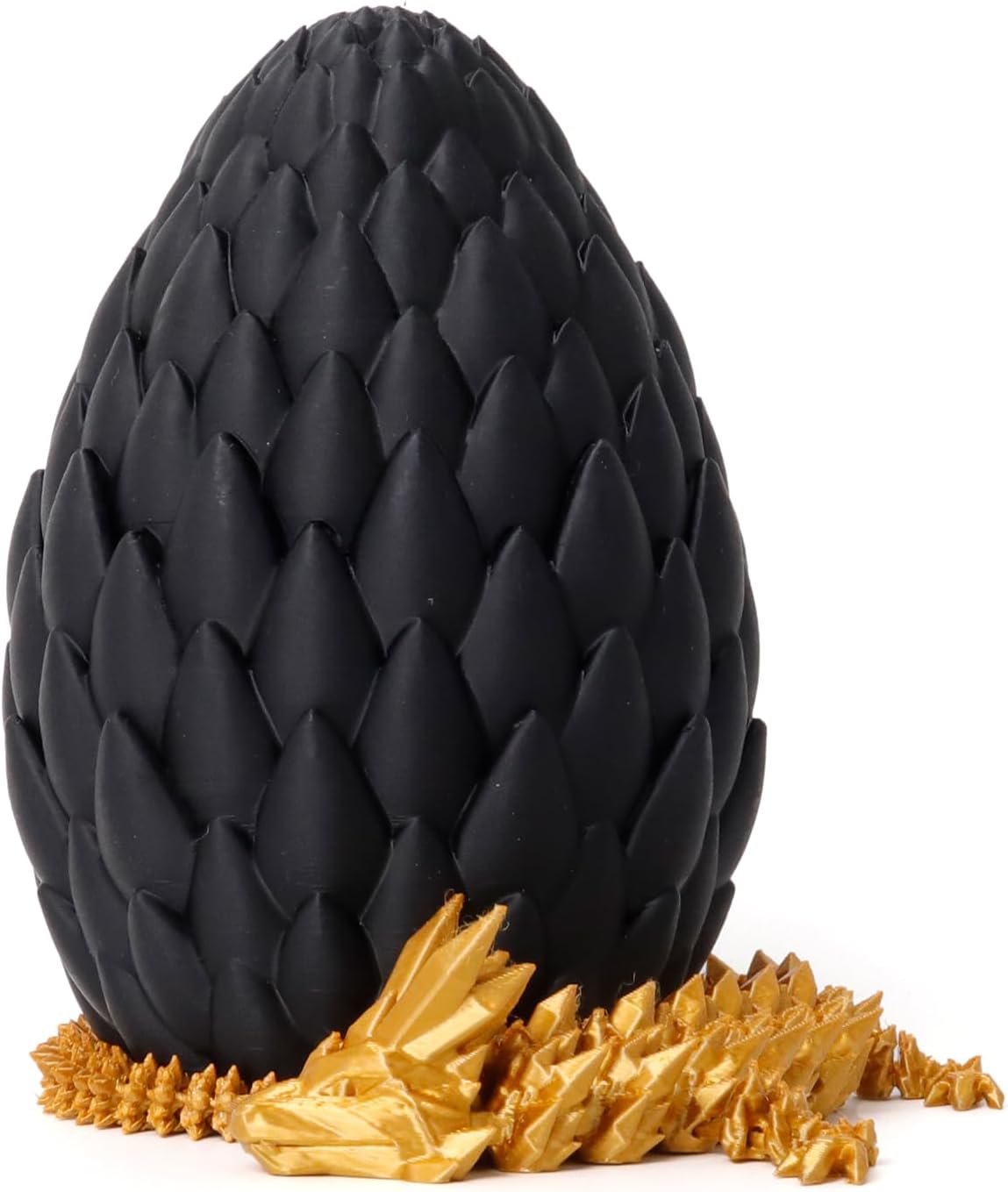 3D Printed Dragon Egg- Gold - Surprise Easter Egg with Flexible Crystal Dragon Inside, 3D Printed Gift Toy, Desk Executive Pet, Figurine Decor(12" Dragon)