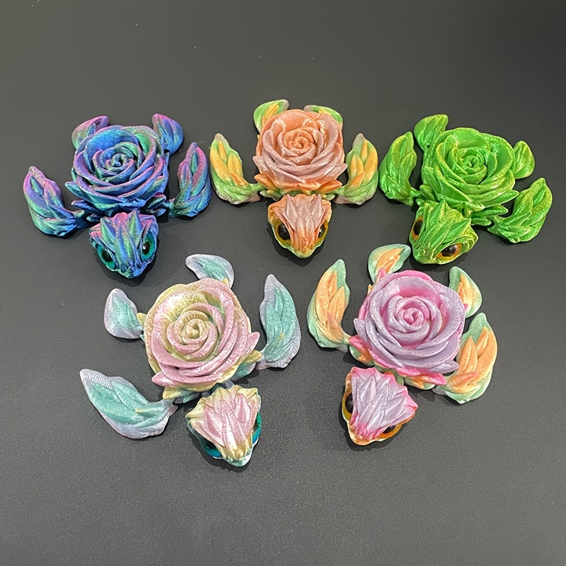 Un modelo impreso en 3D de una tortuga de ojos de rosa con múltiples articulaciones móviles, es muy adecuado como decoración de escritorio y un regalo para amigos. 