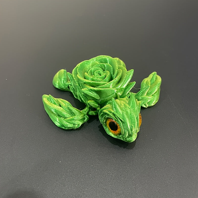 Un modelo impreso en 3D de una tortuga de ojos de rosa con múltiples articulaciones móviles, es muy adecuado como decoración de escritorio y un regalo para amigos. 