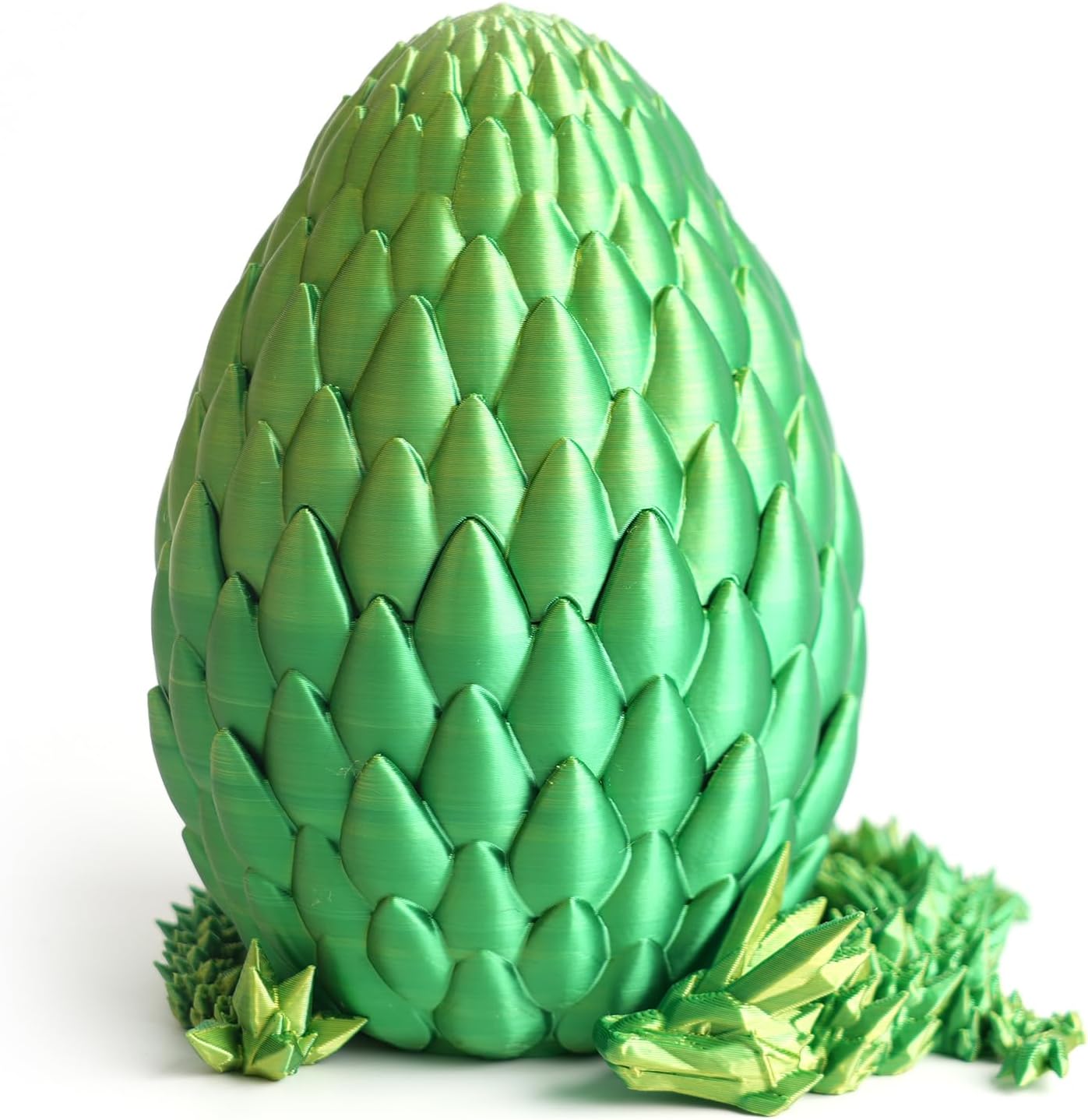 3D Printed Dragon Egg- Gold - Surprise Easter Egg with Flexible Crystal Dragon Inside, 3D Printed Gift Toy, Desk Executive Pet, Figurine Decor(12" Dragon)