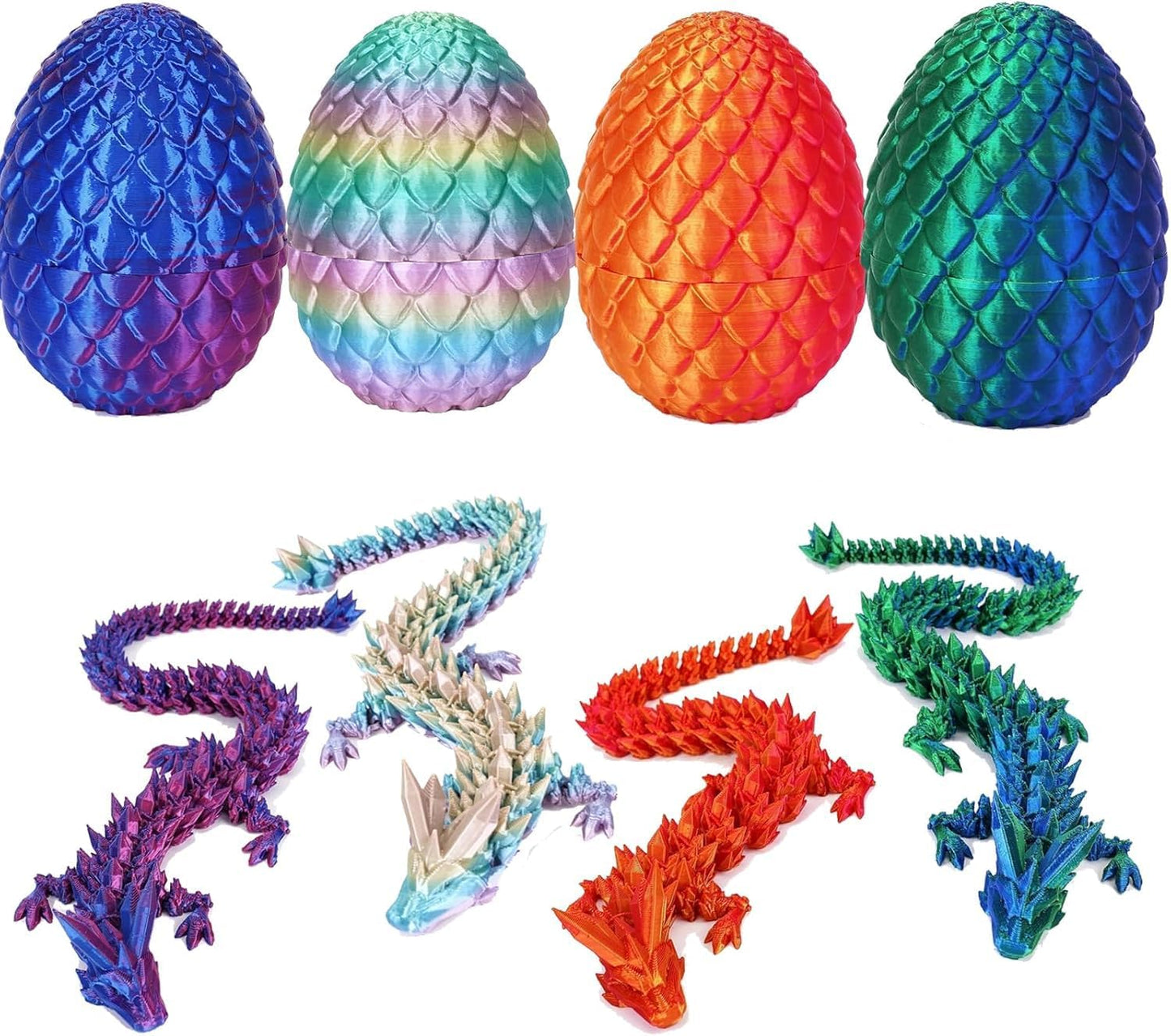 Easter Eggs, 3D Printed Dragon Egg,Crystal Dragon Fidget Toys,Full Articulated Dragon Crystal Dragon in Egg,Adults Fidget Toys for Autism ADHD (Random Rainbow Dragon Egg)