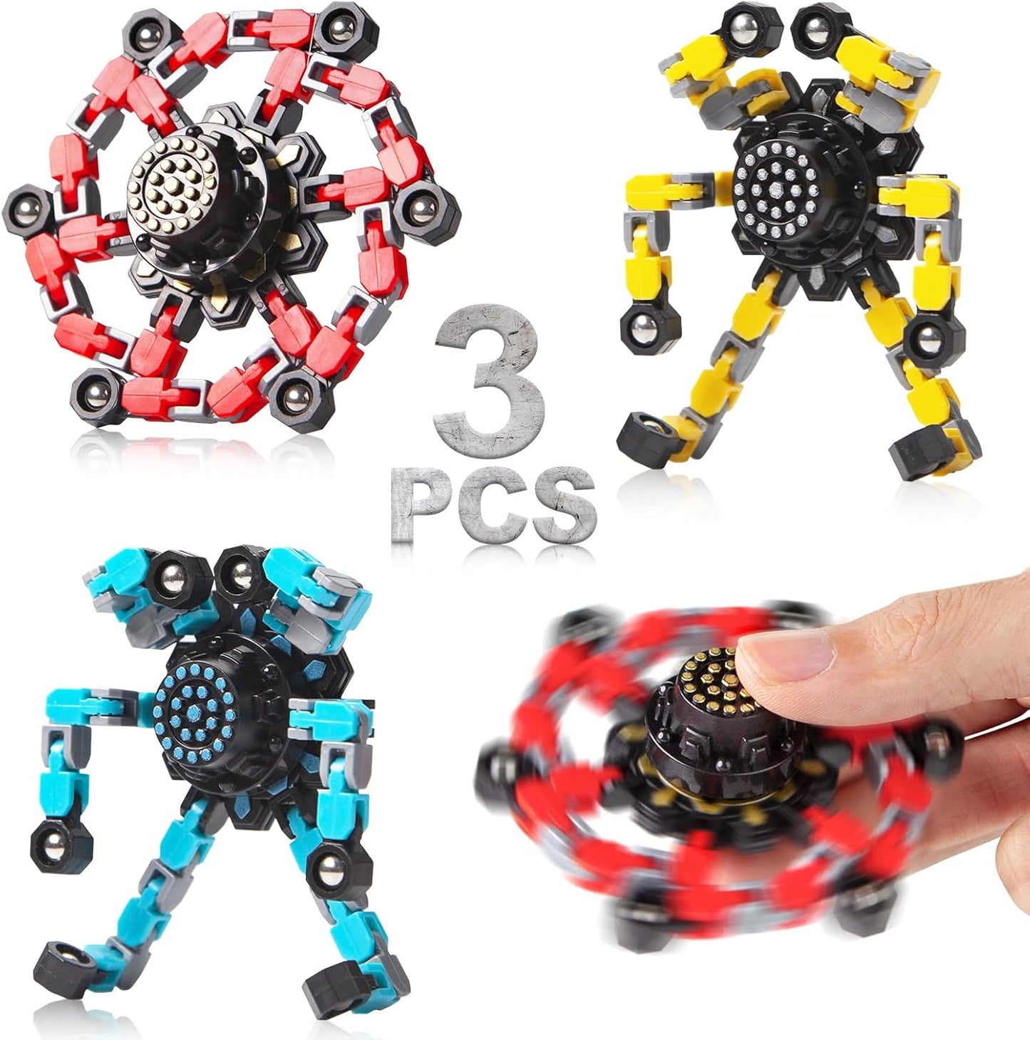 Easter Basket Stuffers Transformable Fidget Spinners 4 Pcs for Kids and Adults Stress Relief Sensory Toys for Boys and Girls Fingertip Gyros for Party Favors Stocking Stuffers Bulk for Kids