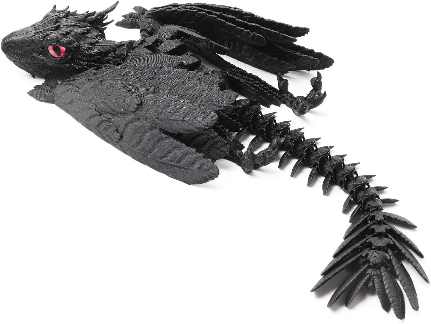 hocado3D Printed Dragon Feathered Wyvern Dragon Articulated Dragon，3D Printed Dragon with Wings, Dragon Fidget Toy Dragon Toys for Kids,Home Office Decor (Black) (Candy)