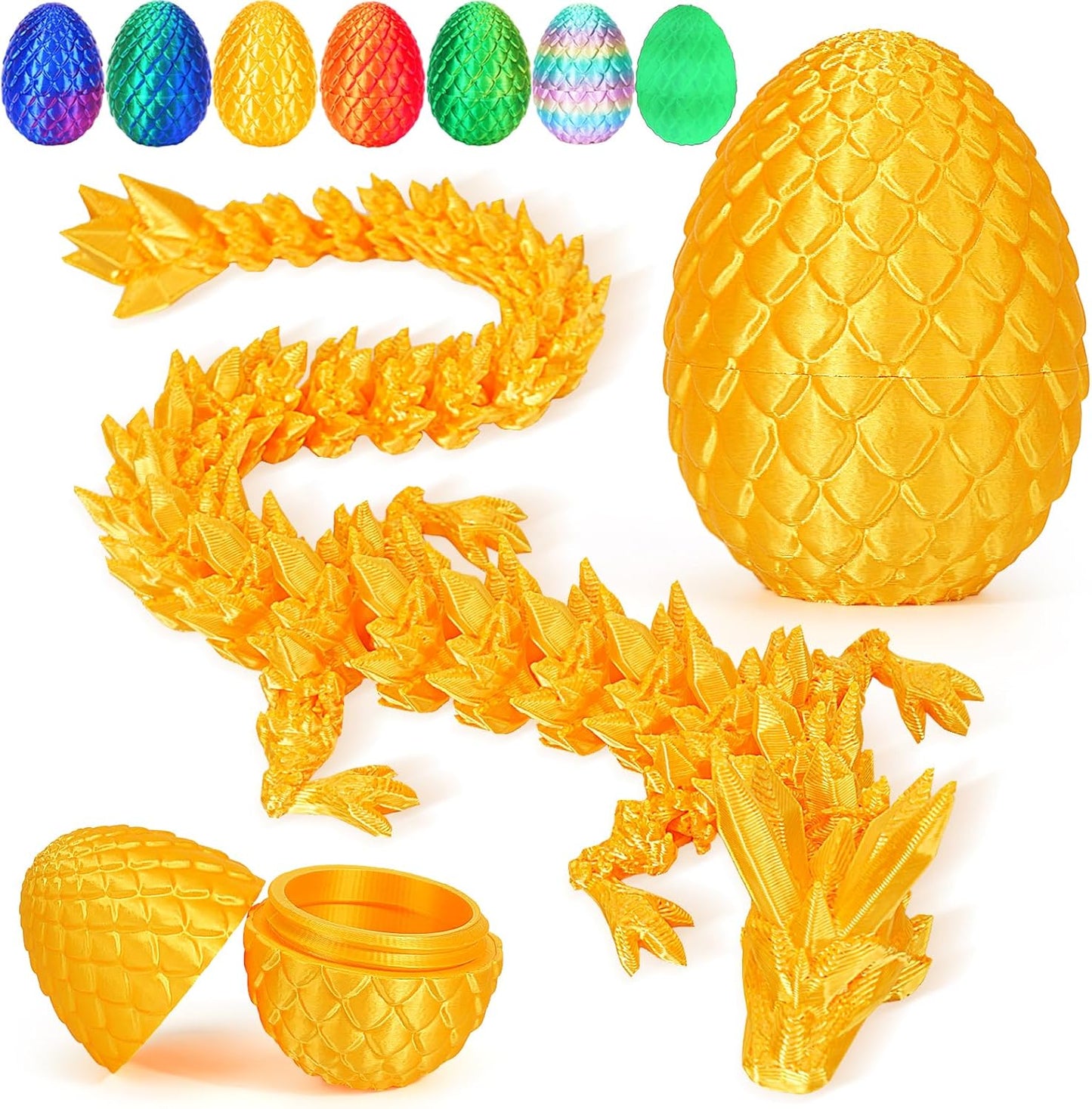 Easter Eggs, 3D Printed Dragon Egg,Crystal Dragon Fidget Toys,Full Articulated Dragon Crystal Dragon in Egg,Adults Fidget Toys for Autism ADHD (Random Rainbow Dragon Egg)