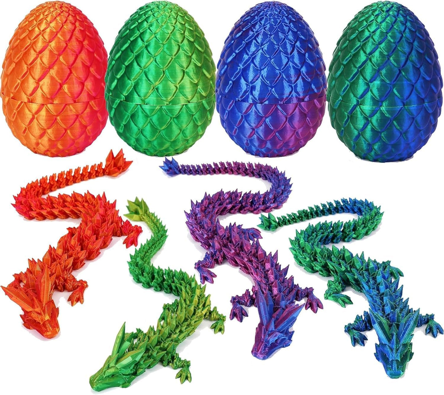 Easter Eggs, 3D Printed Dragon Egg,Crystal Dragon Fidget Toys,Full Articulated Dragon Crystal Dragon in Egg,Adults Fidget Toys for Autism ADHD (Random Rainbow Dragon Egg)