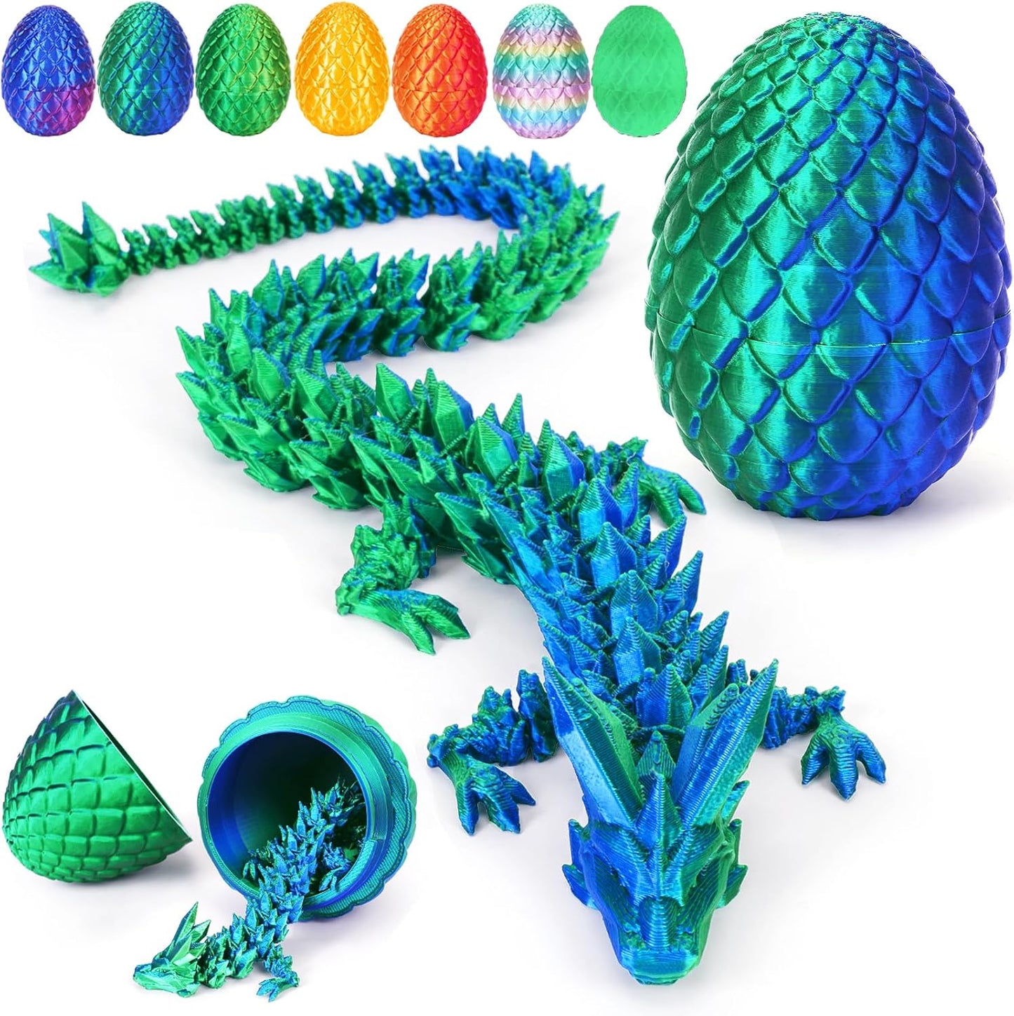 Easter Eggs, 3D Printed Dragon Egg,Crystal Dragon Fidget Toys,Full Articulated Dragon Crystal Dragon in Egg,Adults Fidget Toys for Autism ADHD (Random Rainbow Dragon Egg)