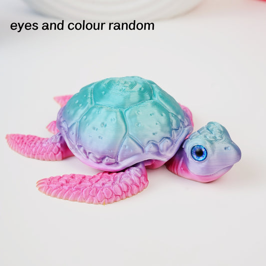 3D Printed Movable Turtle Figurine - Adorable Delightful Cute Eyes - Perfect for Halloween & Christmas Decor, Home Accent