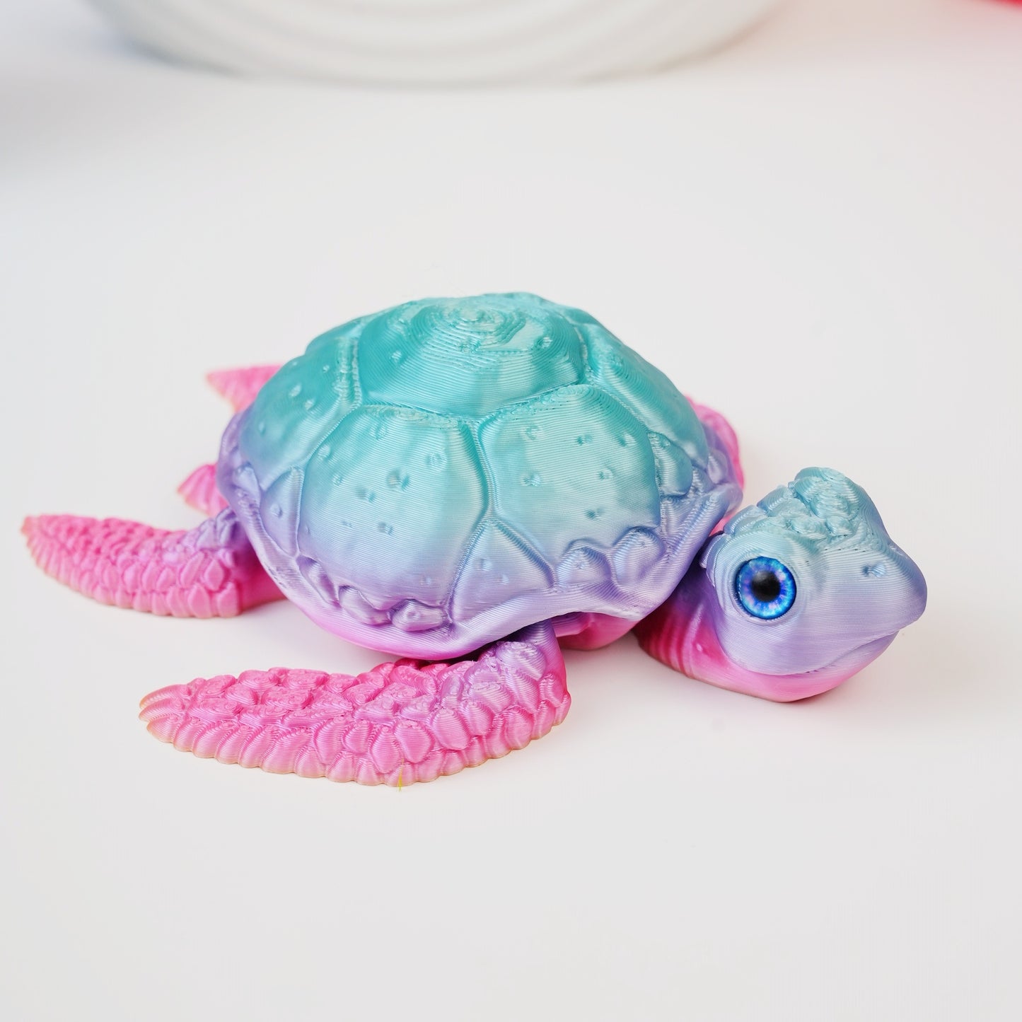 3D Printed Movable Turtle Figurine - Adorable Delightful Cute Eyes - Perfect for Halloween & Christmas Decor, Home Accent