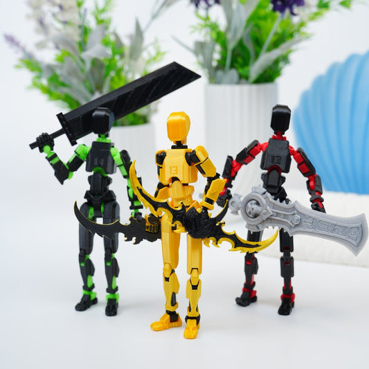 3D Printed Articulated Action Figures, Mixed Color, Flexible Body, Assorted Weapons, Collectible Plastic Models for Display and Play