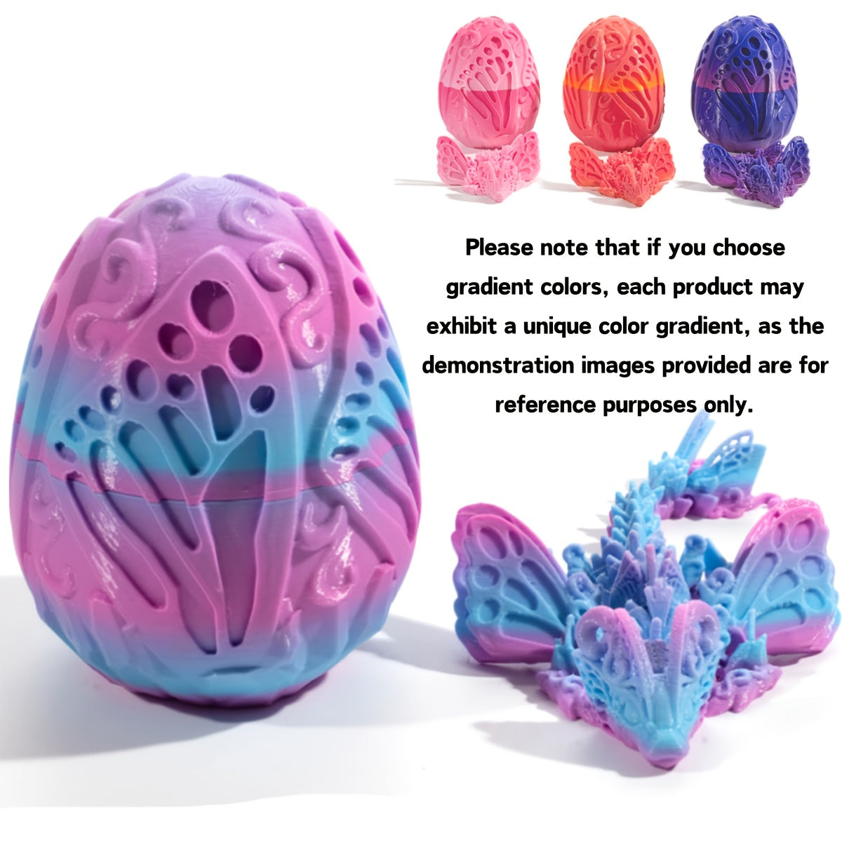 [3D Printed Fidget Desk Toy] 3D Printed Dragon Egg with Articulated Butterfly - Crystal Fidget Decor, Surprise Hatching Toy for Home & Office Desk, Perfect for Halloween, Christmas, New Year, Graduation