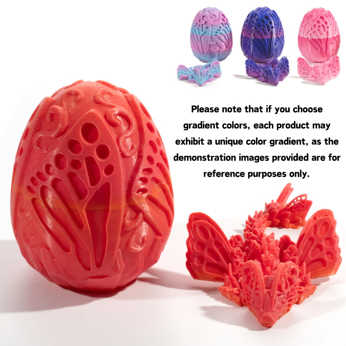 [3D Printed Fidget Desk Toy] 3D Printed Dragon Egg with Articulated Butterfly - Crystal Fidget Decor, Surprise Hatching Toy for Home & Office Desk, Perfect for Halloween, Christmas, New Year, Graduation